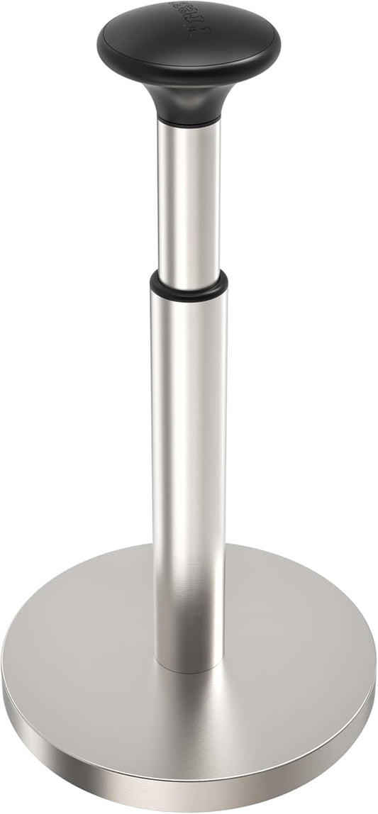 Paper Towel Holder Countertop, Standing Paper Towel Dispenser with Weighted Base, Stainless Steel Paper Towel Holder for Kitchen, One-Handed Operation(Brushed Nickel)