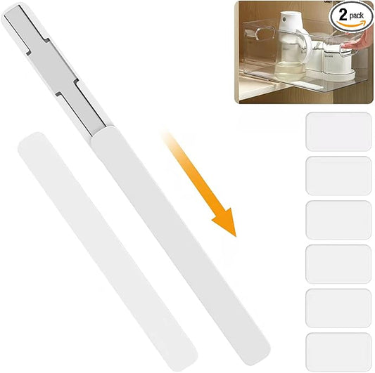 Pull Out Rail for Baskets or Bins.Storage and Organization Accessories for Cabinet,Shelves.DIY Drawer Organizers Slides.2 Packs,White (1)