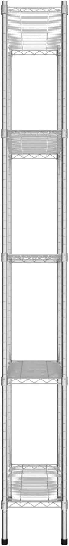 Commercial NSF Listed Chrome Stationary Wire Shelving Kit 12" x 36" x 96", with 5 Shelves Perfect for Warehouse, Walk-in Refrigerator, Freezer, Grocery Store, Restaurant, Dishroom