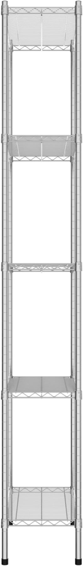 Commercial NSF Listed Chrome Stationary Wire Shelving Kit 14" x 30" x 96", with 5 Shelves Perfect for Warehouse, Walk-in Refrigerator, Freezer, Grocery Store, Restaurant, Dishroom