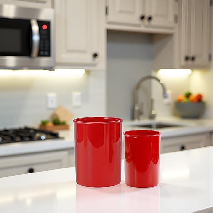 Reston Lloyd Multipurpose Utensil/Crock Holders Organize Wide Variety of Sizes of Utensils & Tools, Includes Large, & Miniature, Red