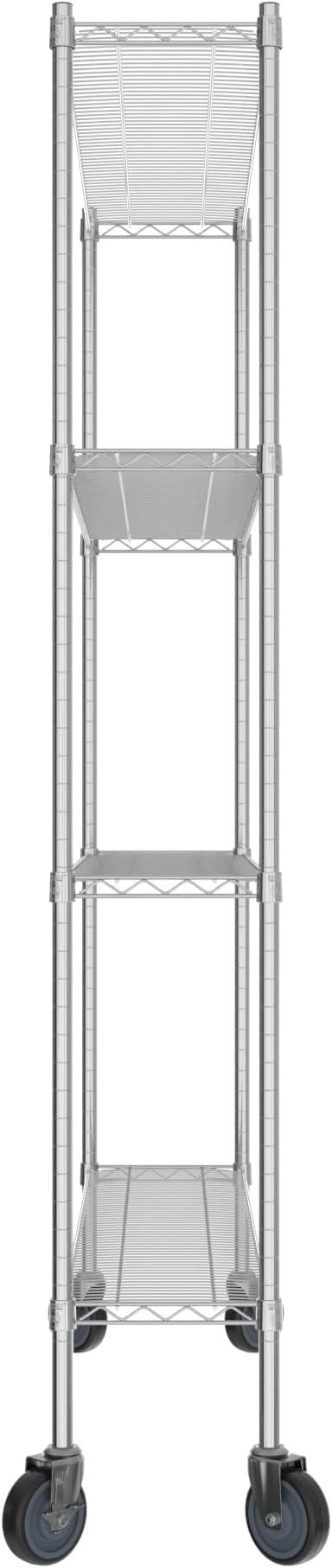 Commercial NSF Listed Chrome Mobile Wire Shelving Kit 12" x 54" x 80", with 4 Shelves Perfect for Warehouse, Walk-in Refrigerator, Freezer, Grocery Store, Restaurant, Dishroom