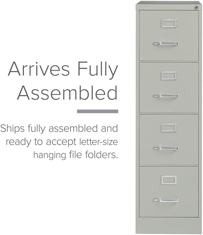Pemberly Row Set of 3 4-Drawer Letter Width Vertical File Cabinet in Light Gray