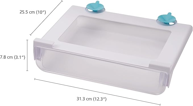 Joseph Joseph FridgeStore Under-Shelf Storage Drawer, Fits Flat and Rim Edged Shelves, Clear/Blue