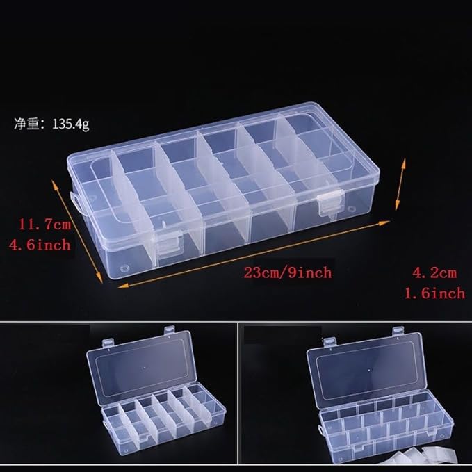 Kamay's Adjustable XL18 Compartment Slot Plastic Craft Storage Box Thick Hard Plastic Hobby Craft Storage Box Case With Snap Lock Ideal For Small Items