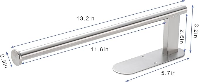 Paper Towel Holder, Upgrade SUS304 Stainless Steel Paper Towel Holder Under Cabinet, Bend-Resistant, Self-Adhesive or Drill mounting (Silver)