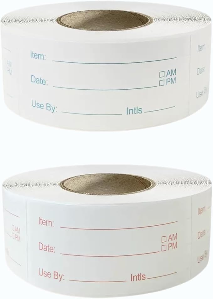 Food Storage Labels, 1 x 2 Inch, 1000 Pieces Removable Freezer Stickers, 2 Rolls