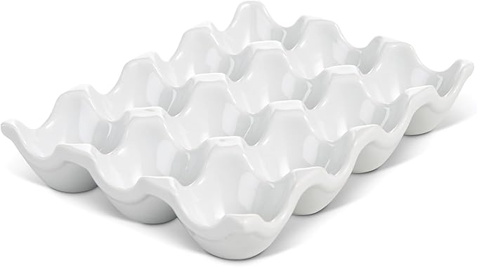 HIC Kitchen Egg Crate, Fine Porcelain, Holds 1 Dozen Eggs