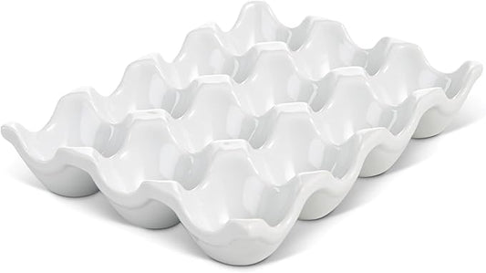 HIC Kitchen Egg Crate, Fine Porcelain, Holds 1 Dozen Eggs