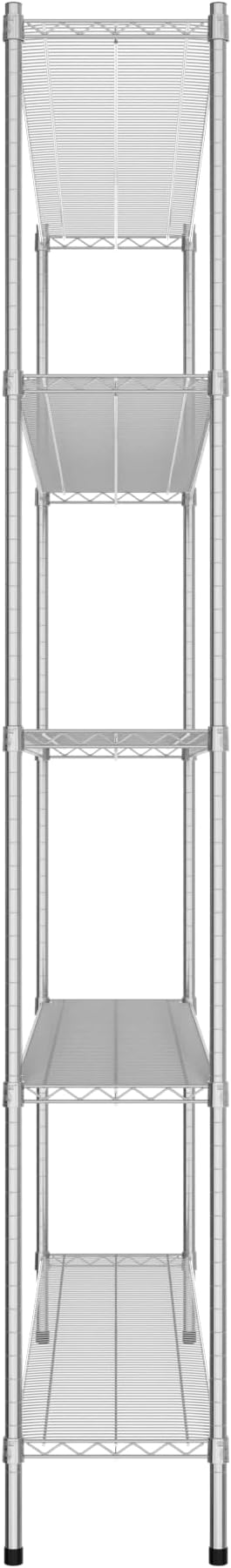 Commercial NSF Listed Chrome Stationary Wire Shelving Kit 14" x 72" x 96", with 5 Shelves Perfect for Warehouse, Walk-in Refrigerator, Freezer, Grocery Store, Restaurant, Dishroom