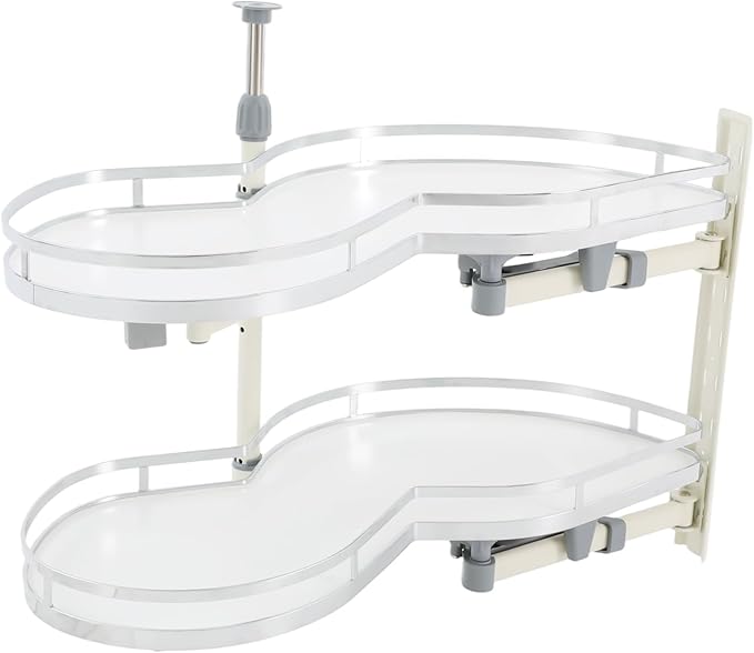 DYRABREST Blind Corner Cabinet Organizer Pull Out, 2-Tier Rotating Basket Shelves for Corner Cabinet, Right Opening Kitchen Cabinet Storage Organizer with Adjustable Height (Right Open)