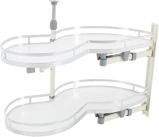 DYRABREST Blind Corner Cabinet Organizer Pull Out, 2-Tier Rotating Basket Shelves for Corner Cabinet, Right Opening Kitchen Cabinet Storage Organizer with Adjustable Height (Right Open)