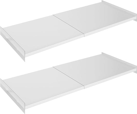 SANNO Closet Shelf Organizer and Storage, Adjustable 17-31" Tension Shelf with Heavy-Duty Adhesive - DIY Expandable Shelf Dividers for Cabinet, Pantry, Wardrobe, Kitchen, 2 Pack
