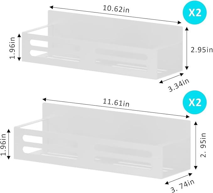 Roysili Magnetic Spice Rack for Refrigerator, Metal Spice Rack Organizer, Magnetic Shelf for Fridge 4Pack White