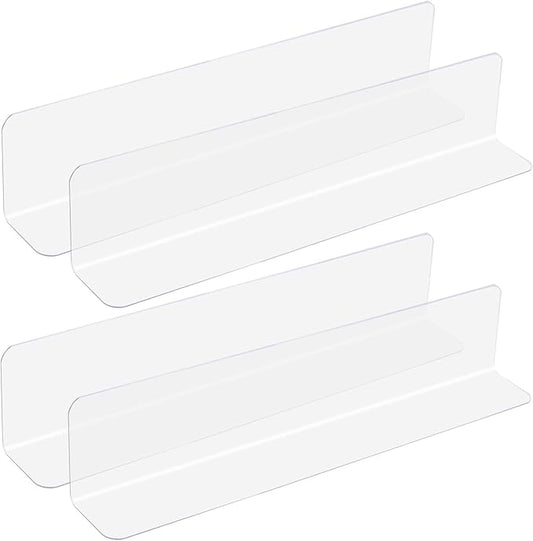 uxcell 4pcs Clear Shelf Dividers, 12"x2.4" Plastic L-Shaped Shelf Separator, Transparent Organizer Divider for Supermarket Store Commodity Classification