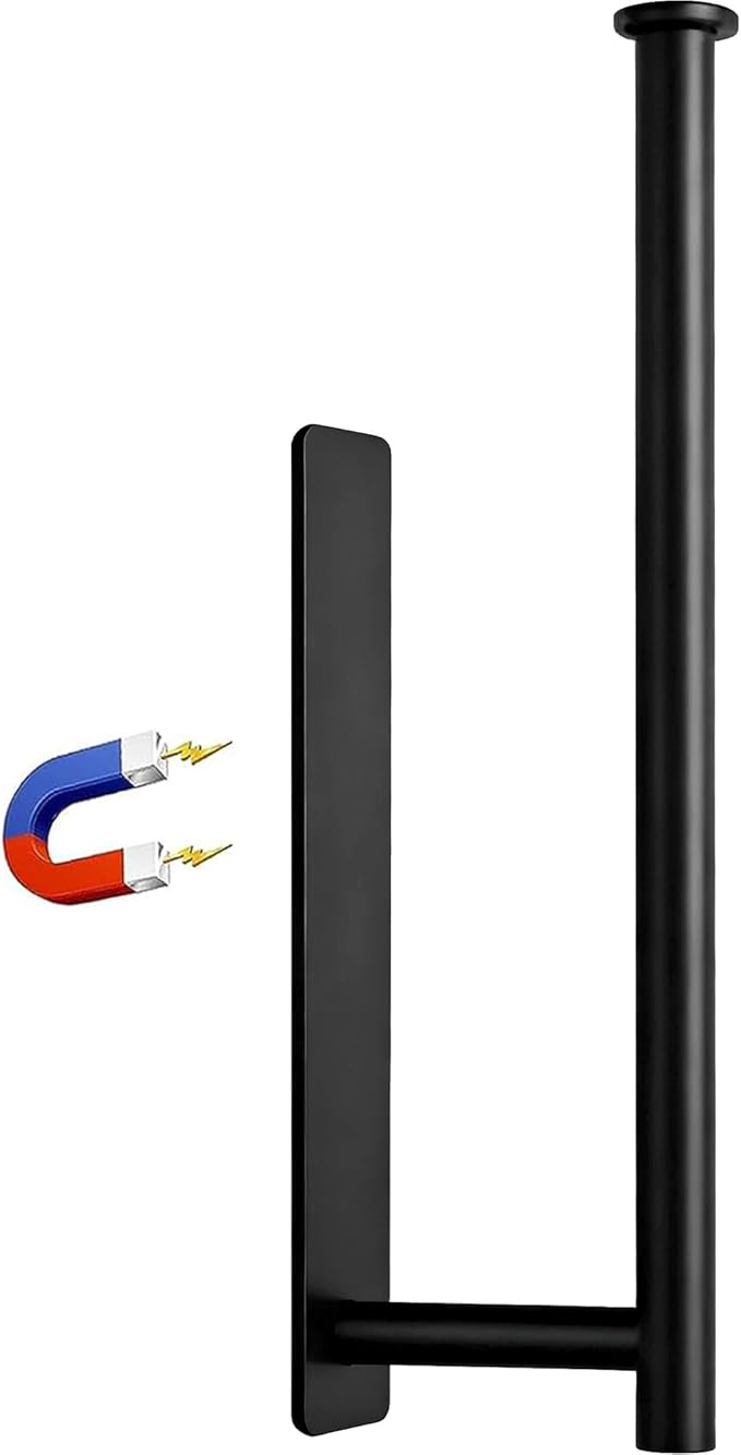 Magnetic Paper Towel Holder - No Drill, Black Paper Towel Roll Holder Magnet Towel Rack Wall Mount Fridge Organizer for Kitchen RV Grill Garage