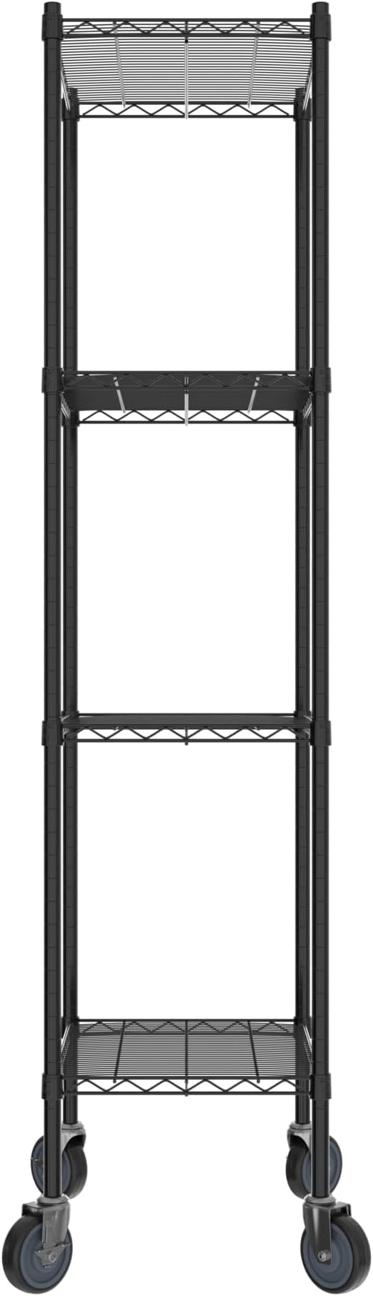 Commercial NSF Listed Black Epoxy Mobile Wire Shelving Kit 18" x 24" x 80", with 4 Shelves Perfect for Warehouse, Walk-in Refrigerator, Freezer, Grocery Store, Restaurant, Dishroom