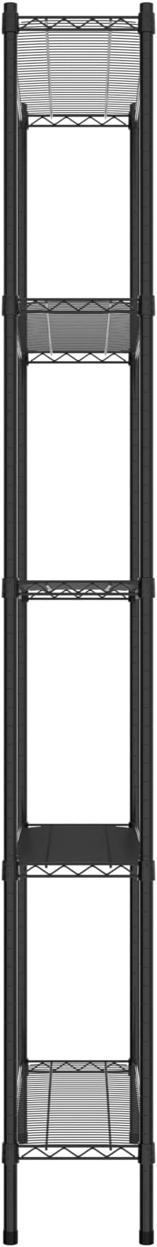 Commercial NSF Listed Black Epoxy Stationary Wire Shelving Kit 12" x 36" x 96", with 5 Shelves Perfect for Warehouse, Walk-in Refrigerator, Freezer, Grocery Store, Restaurant, Dishroom