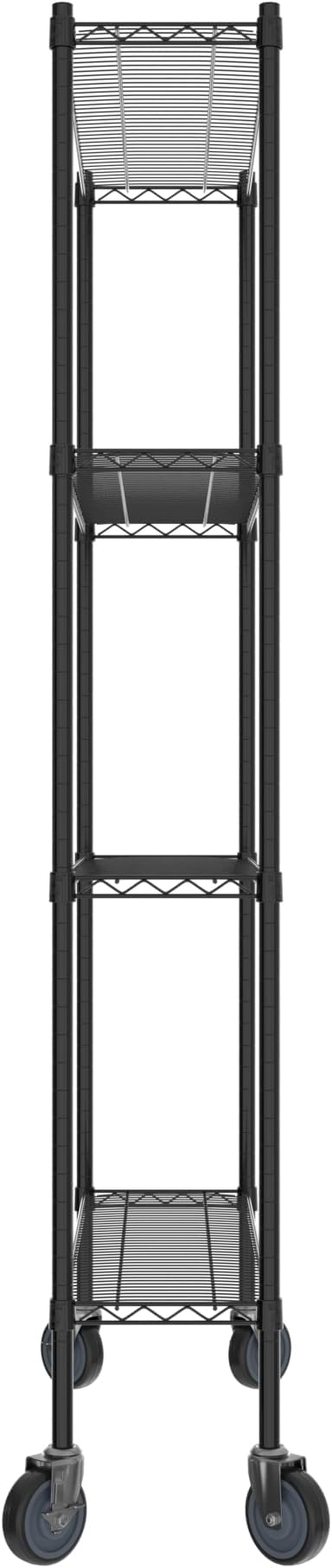Commercial NSF Listed Black Epoxy Mobile Wire Shelving Kit 12" x 42" x 80", with 4 Shelves Perfect for Warehouse, Walk-in Refrigerator, Freezer, Grocery Store, Restaurant, Dishroom