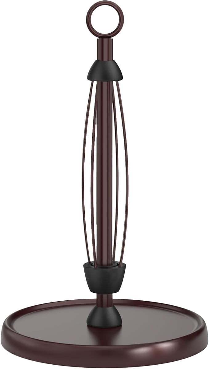 Oil Rubbed Bronze Paper Towel Holder Countertop, Bronze Kitchen Accessories Decor, Stainless Steel, Weighted Base, One Hand Tear Paper Towel Stand with Ratchet System for Kitchen Farmhouse Essentials