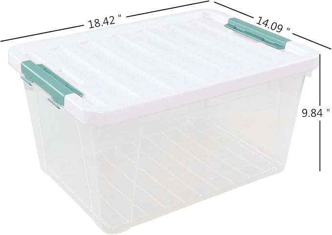 Cinkyou 6 Packs 35 L Clear Plastic Stackable Storage Container, Storage Bins with Lids