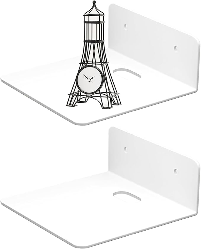 Speaker Shelf Wall Mount – Functional, 2 Pieces Small, Floating Adhesive Home Shelves, Bedroom Living Room Bathroom Kitchen | Bedroom Living Room Bathroom Kitchen Nursery Monitor Speaker