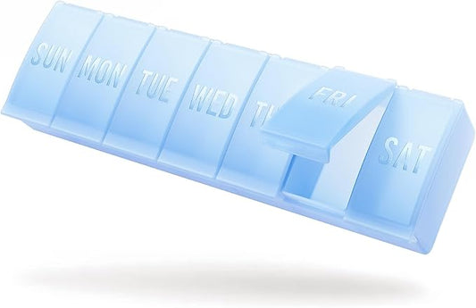 Barhon Large Weekly Pill Organizer, Big Vitamin Organizer Case for 7 Day, Travel Medicine Pill Box to Hold Various Supplements and Fish Oil, Sky Blue
