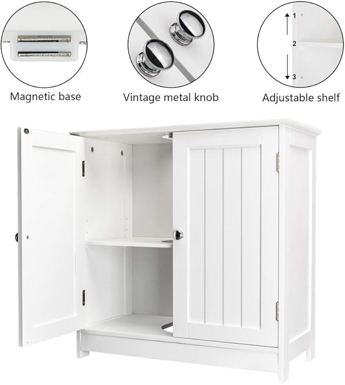 Pedestal Sink Storage Cabinet with 2 Doors, Under Sink Bathroom Cabinet with 2 Doors and Shelf, Under Sink Cabinet Bathroom Space Saver Organizer Pedestal Sink Vanity Furniture