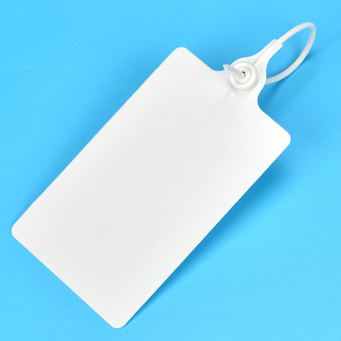 LeadSeals 100 Plastic Shipping Tags - Waterproof, Writable Labels for Security, Storage, Hanging - With Marker Pen (White)