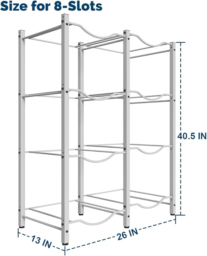mocomax 5 Gallon Water Jug Rack, Detachable Water Bottle Holder for 8 Bottles, 4 Tier Heavy Duty Water Cooler Jug Rack, Water Bottle Organizer Storage Rack for Kitchen, Office, Living Room, White