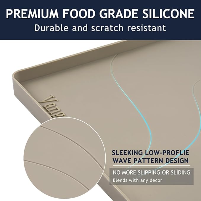 Vangostella Heavy Duty Silicone Under Sink Mats for Kitchen Waterproof 22" x 22", Extra Thick Under Sink Rubber Mat Drip Tray, Raised Edge Under Sink Liner,Prevent Drips, Leaks, Spills,Brown
