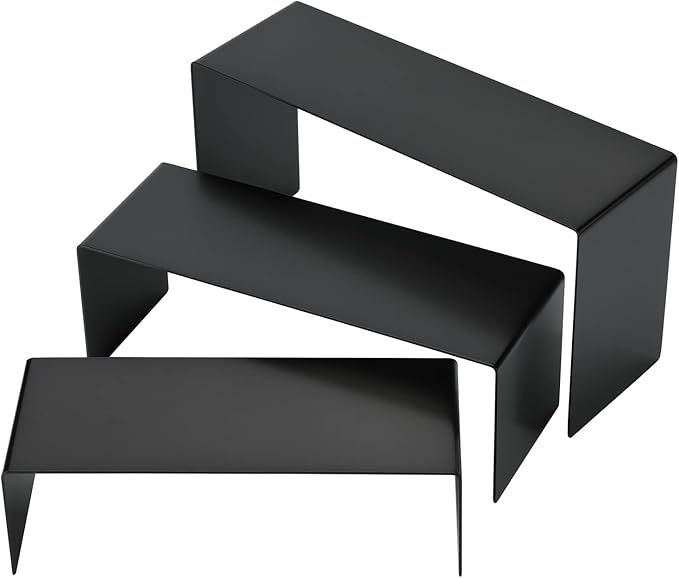 Purse Display Stand Handbag Display Stand Black Stainless Steel Display Risers Showcase Stand Product Stand Set (RCS 50% Recycled Post-consumer Metal)
