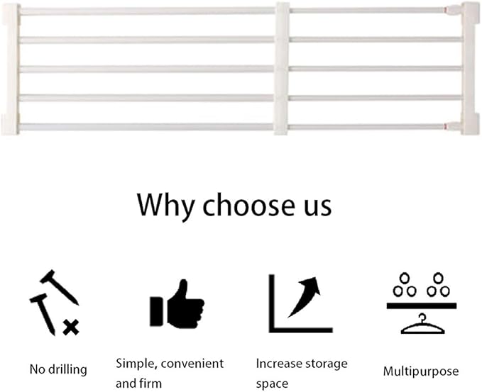 Adjustable Shelf Organizer Expandable Closet Shelf and Rod with No Drilling for Wardrobe Cupboard Kitchen Bookcase (22.1" - 37.4")