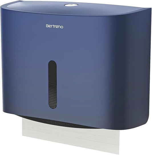 Commercial Paper Towel Dispenser Wall Mount Paper Towel Holder Large Capacity C Fold Hand Towel Dispenser Bathroom Tissue Dispenser (Blue)
