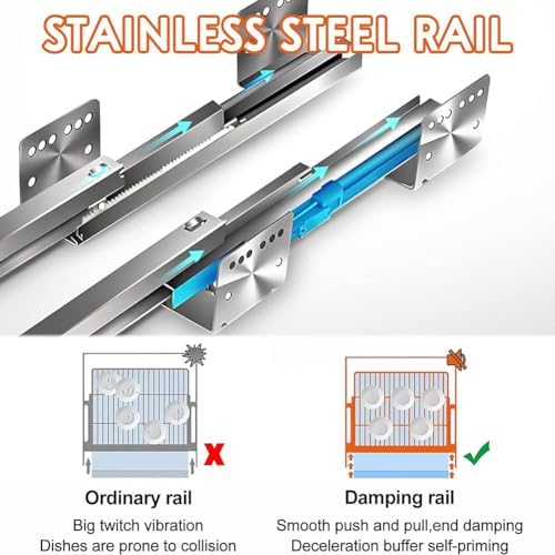 Stainless Steel Pull-Out Kitchen Cabinet Drawers, Slide-Out Organizer with Drain Pan & Damping Guide, Easy Assembly Kitchen Storage Solution
