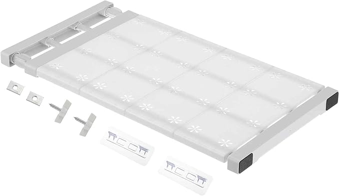 HARFINGTON Expandable Closet Tension Shelf 18.9" to 31.5" Adjustable Closet Organizer 2.4" x 9.45" Flower Pattern Storage Rack for Wardrobe Cupboard Kitchen Bedroom