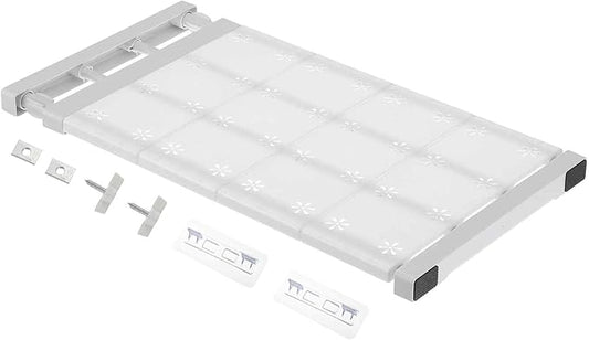 HARFINGTON Expandable Closet Tension Shelf 18.9" to 31.5" Adjustable Closet Organizer 2.4" x 9.45" Flower Pattern Storage Rack for Wardrobe Cupboard Kitchen Bedroom