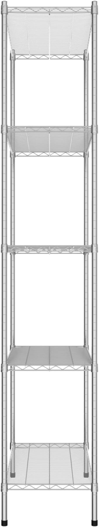 Commercial NSF Listed Chrome Stationary Wire Shelving Kit 18" x 42" x 96", with 5 Shelves Perfect for Warehouse, Walk-in Refrigerator, Freezer, Grocery Store, Restaurant, Dishroom
