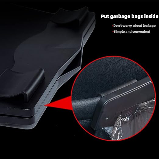 Car Leather Trash Bag Smart LED Waterproof Organizer Storage Garbage Can (Caki)