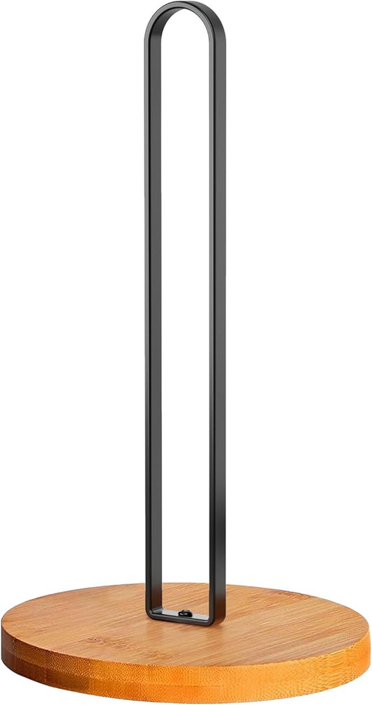 TONLEA Wooden Paper Towel Holder Countertop, Kitchen-Towel-Holder FreeStanding with Non-Slip Base for Bathroom