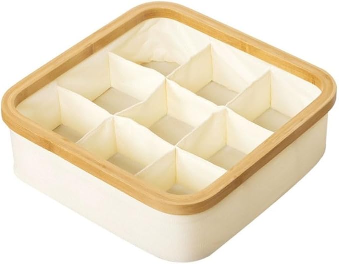 Drawer Organizer Storage Box Cotton Linen Fabric Container for Wardrobe Closet Organization Home Storage Solution Foldable Box for Clothes Underwear Pants(2)