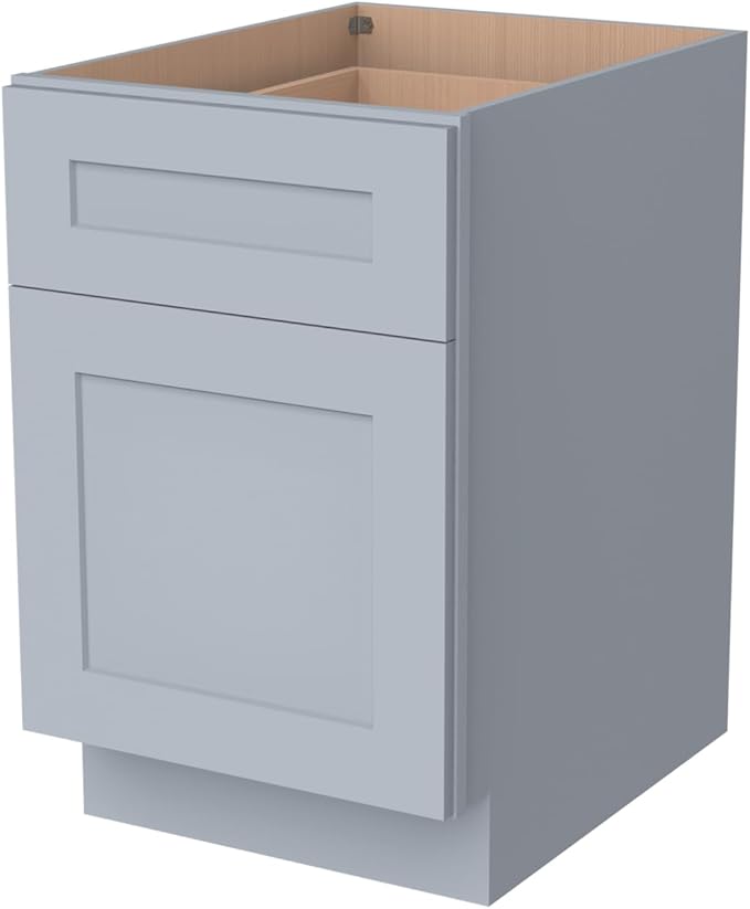 2-in-1 Pull-Out Trash Can Cabinet Solid Wood Frame Freestanding Dual Bin Storage & Organizer Drawer Soft-Close,Shaker & Newtown Style for Kitchen (SK-Grey, 18" W x 24" D x 34.5" H)