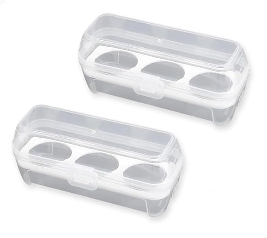 2 PCS Camping Egg Container, Portable Eggs Carrier for Outdoor, Hiking, Kitchen, Refrigerator, Trekking with Removable Dividers (3-Compartment)