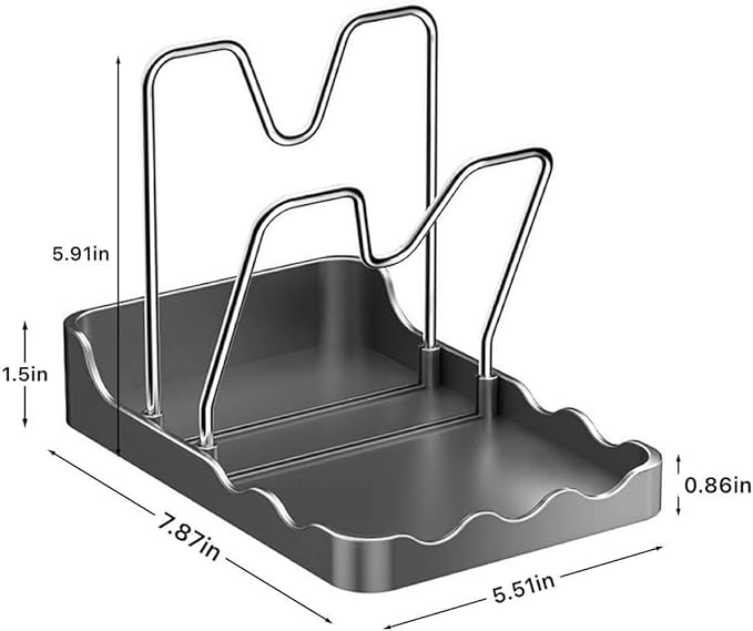 Kitchen Pot Lid Storage Rack, Pot-Lid Cutting Board Holder With Removable Drip Tray, Space-Saving Kitchen Pot Cover Organizer Stand for Countertop (Grey Double-layer)