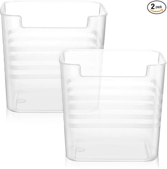 Zerodeko 2Pcs Fridge Side Door Storage Boxes Translucent Refrigerator Organizer Bins for Kitchen Essentials and Condiments Space Saving