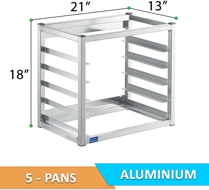 Wall Mounted Aluminum Bun Pan Rack – Holds 5 Half-Size Sheet Pans (21" x 13" x 18") | NSF Certified | Space-Saving Storage for Commercial Kitchens