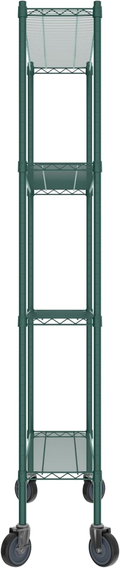 Commercial NSF Listed Green Epoxy Mobile Wire Shelving Kit 12" x 42" x 80", with 4 Shelves Perfect for Warehouse, Walk-in Refrigerator, Freezer, Grocery Store, Restaurant, Dishroom