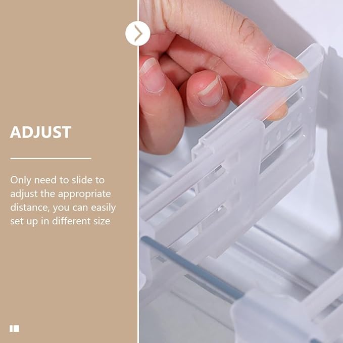 3Pcs Adjustable Refrigerator Dividers – Expandable Fridge Drawer Separator for Side Door Storage Fridge Shelf Organizer Plastic