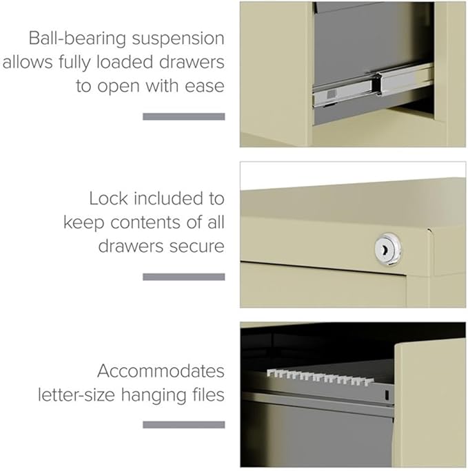 Pemberly Row Set of 6 4-Drawer Letter Width Vertical File Cabinet in Putty/Beige