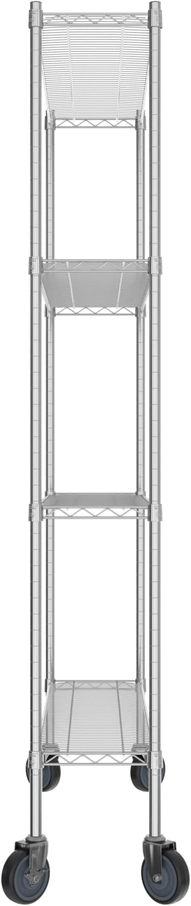 Commercial NSF Listed Chrome Mobile Wire Shelving Kit 12" x 48" x 80", with 4 Shelves Perfect for Warehouse, Walk-in Refrigerator, Freezer, Grocery Store, Restaurant, Dishroom